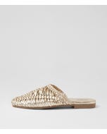 Dessia Gold Leather Flat Shoes