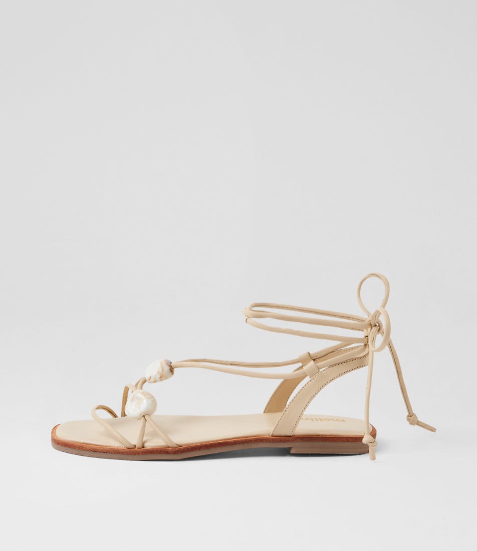 Junix Cream Leather Sandals