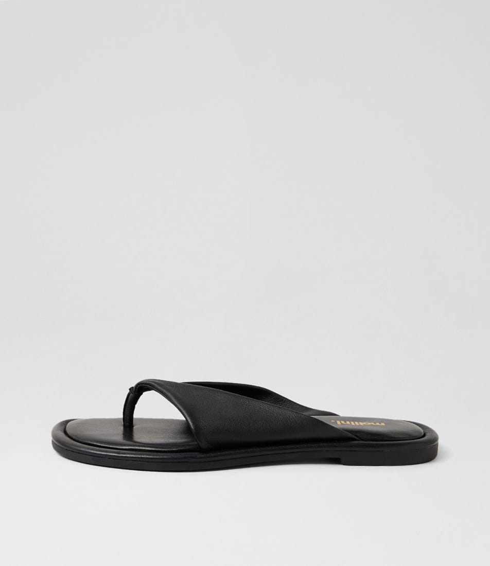 Malune Black Leather Sandals