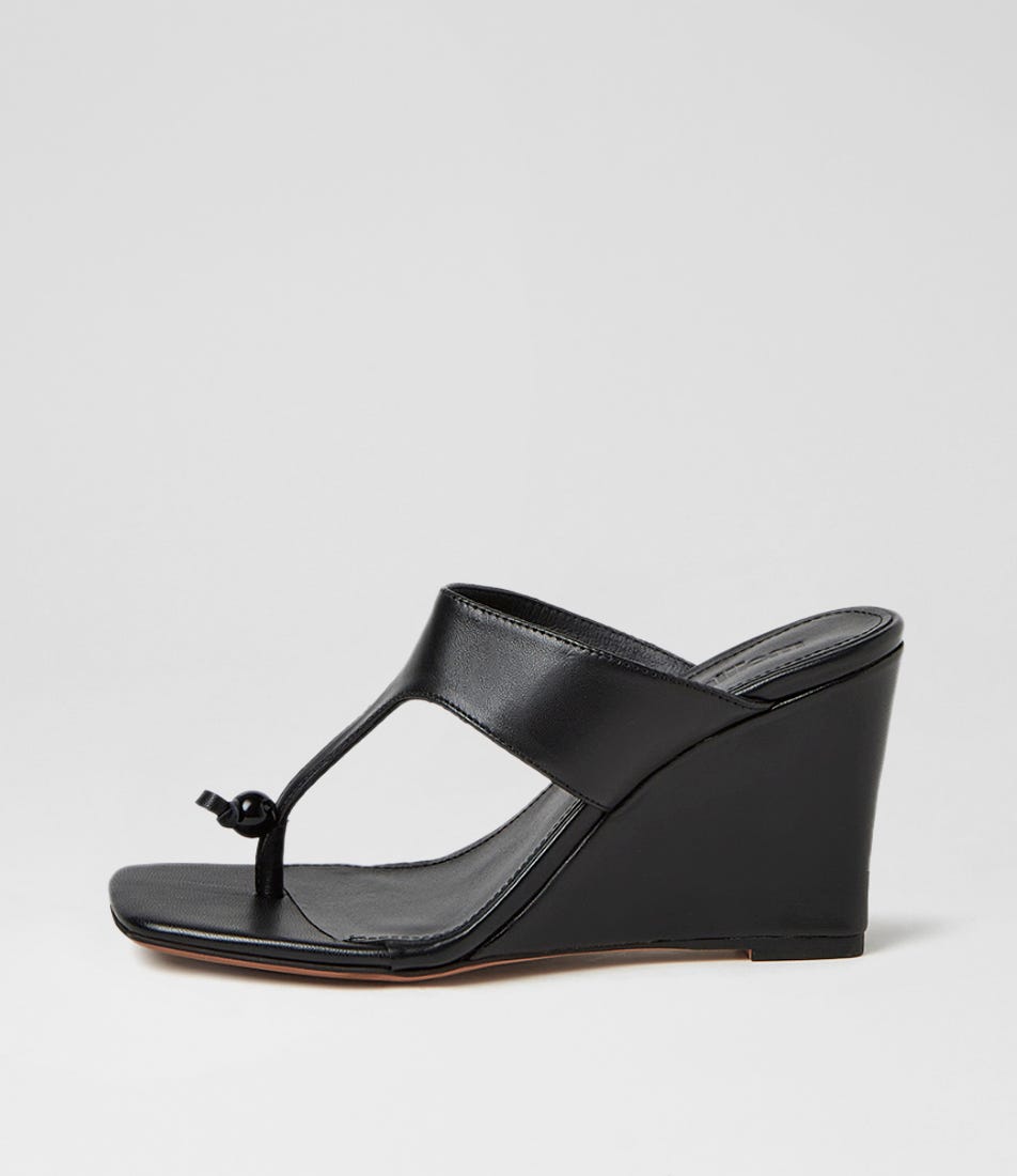 Adrew Black Leather Sandals
