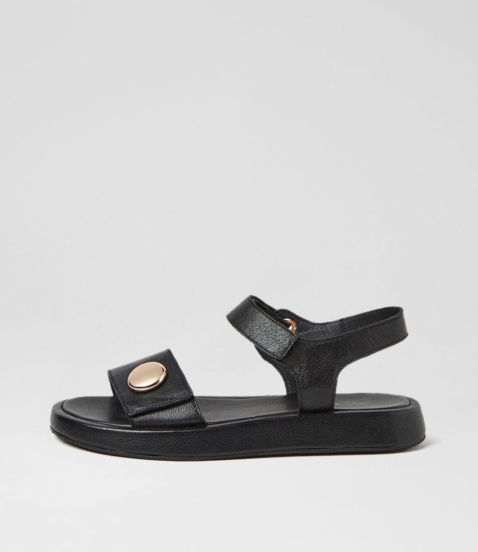 Afeya Black Leather Sandals