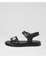 Afeya Black Leather Sandals