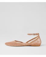 Ashella Nude Jewel Mesh Leather Flat Shoes