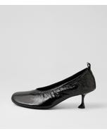 Amerli Black Crinkle Patent Pump Heels
