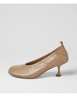 Amerli Nude Crinkle Patent Pump Heels