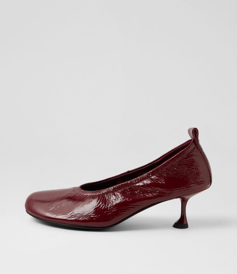Amerli Bordeaux Crinkle Patent Pump Heels