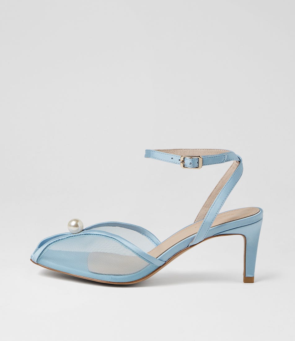 Bridee Pale Blue Satin Sandals