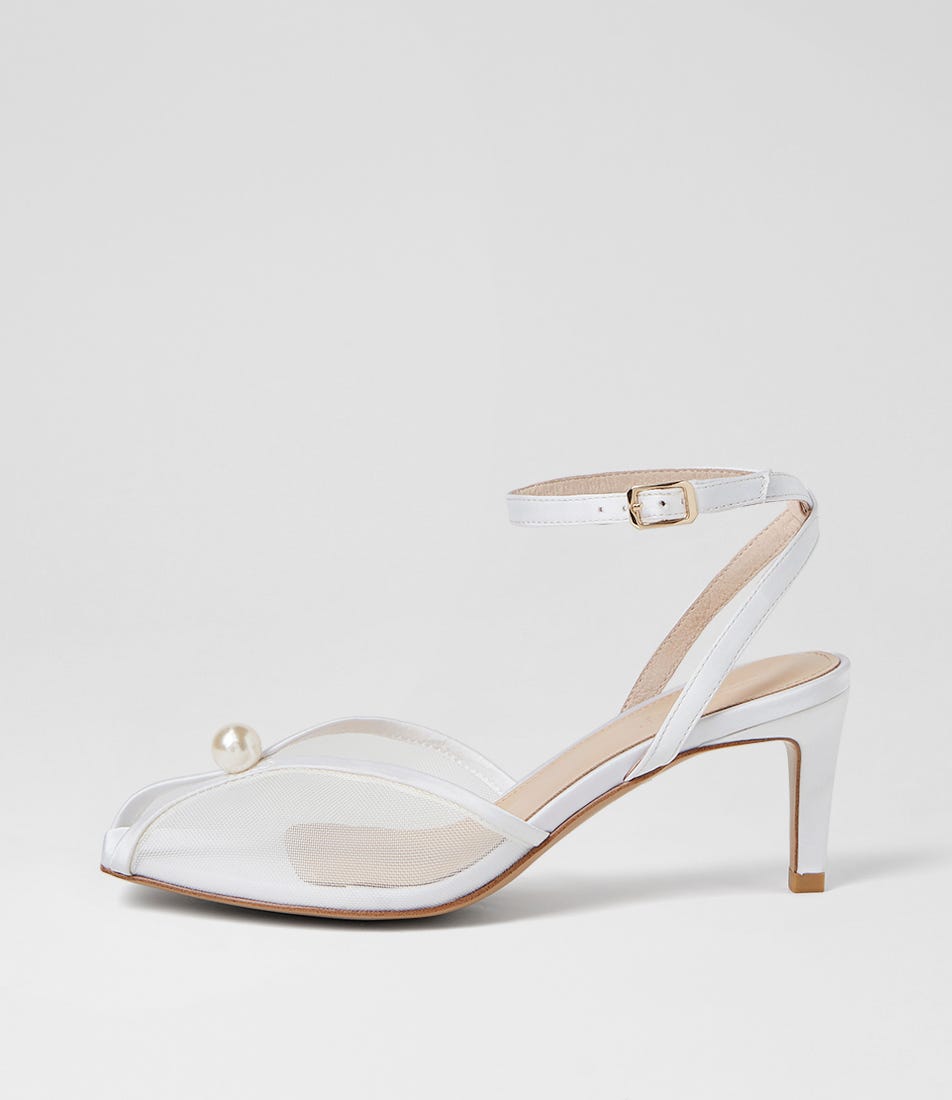 Bridee White Satin Sandals