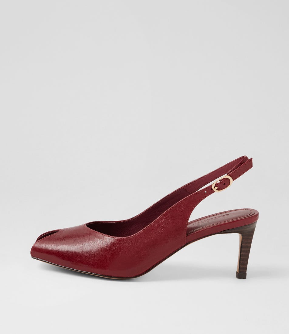 Bouquets Burgundy Dark Brown Crinkle Leather Sandals