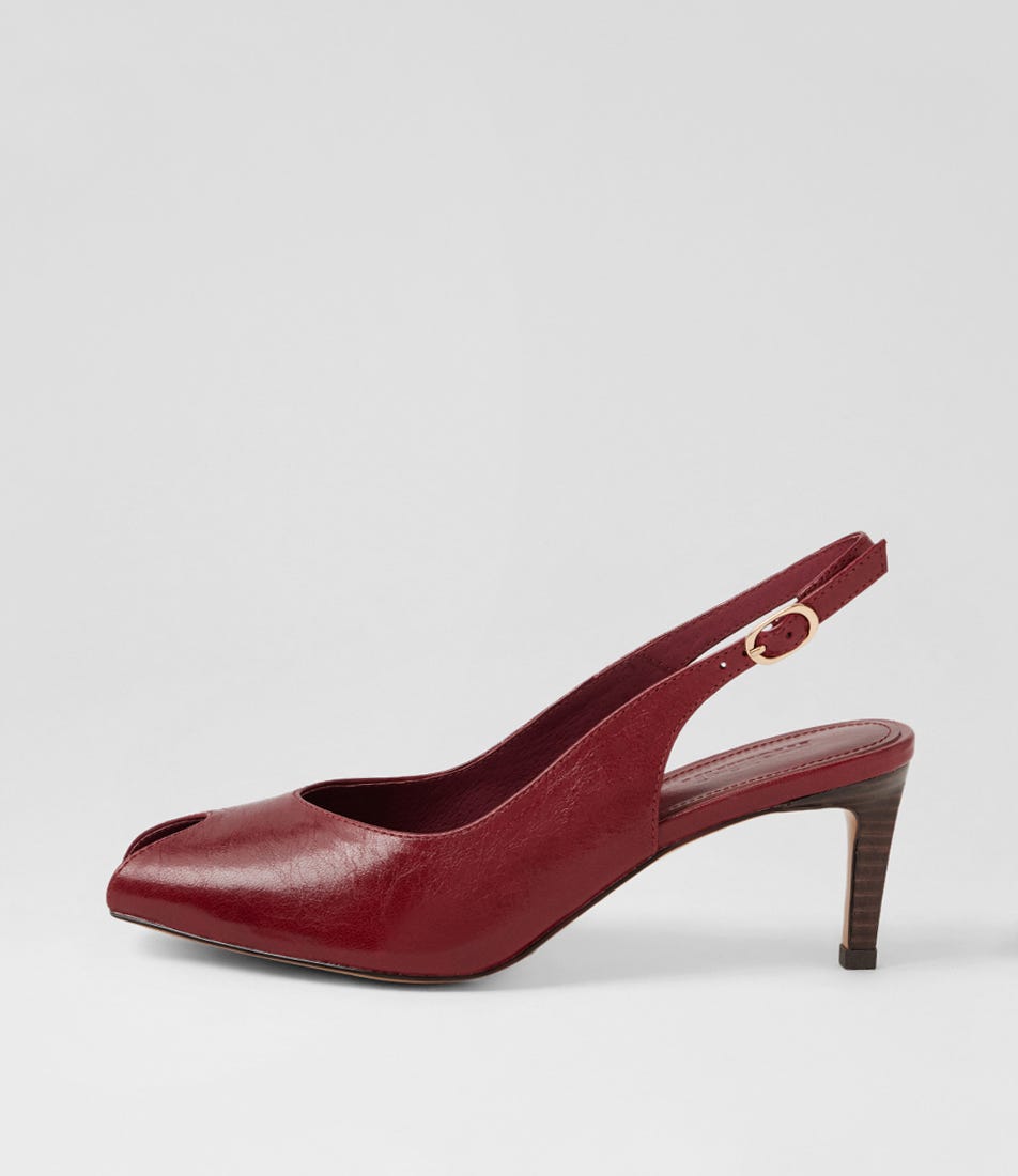 Bouquets Burgundy Dark Brown Crinkle Leather Sandals
