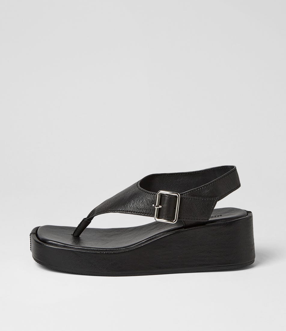 Candoa Black Leather Sandals