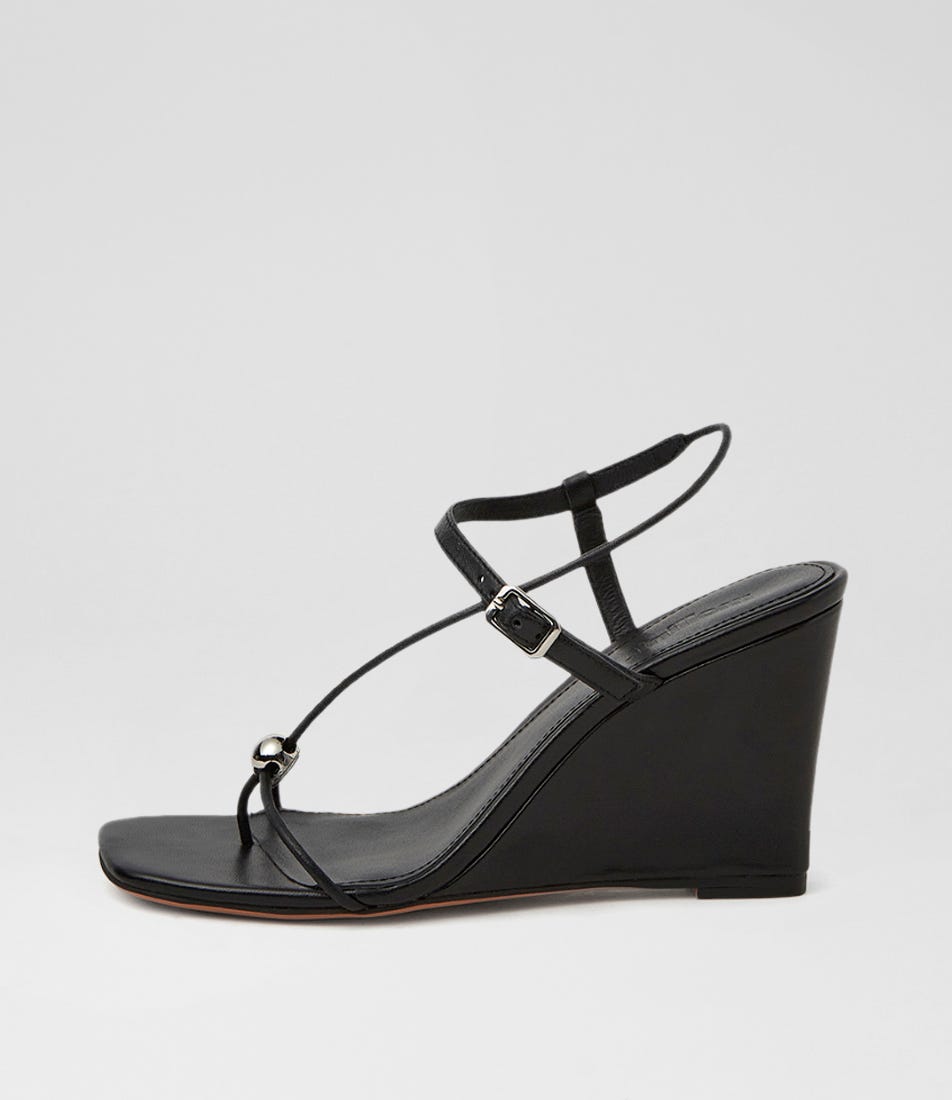 Agen Black Leather Sandals