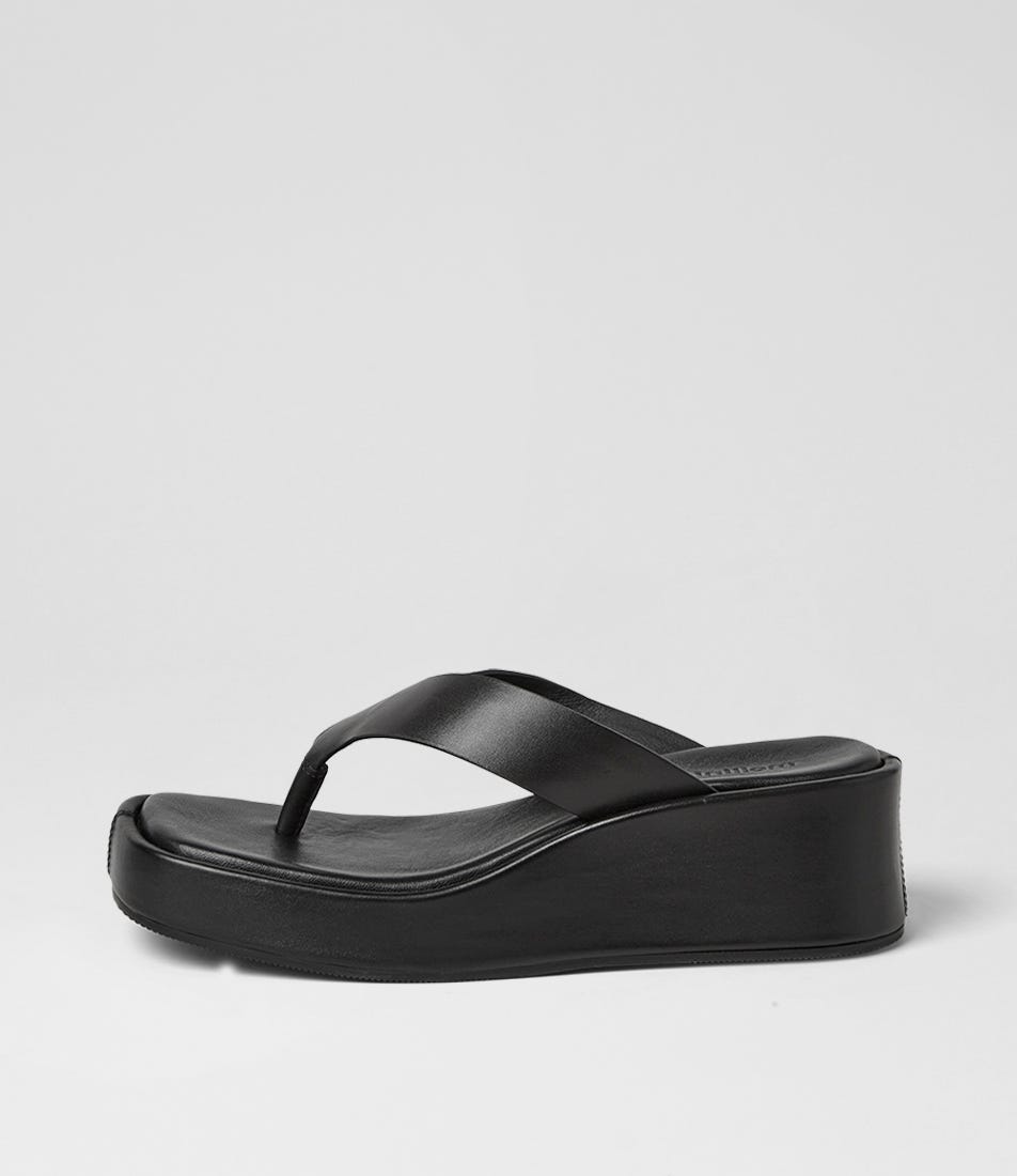 Coastin Black Leather Sandals