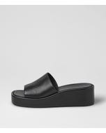 Chevrone Black Leather Sandals