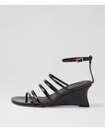 Fayte Black Shine Leather Wedges