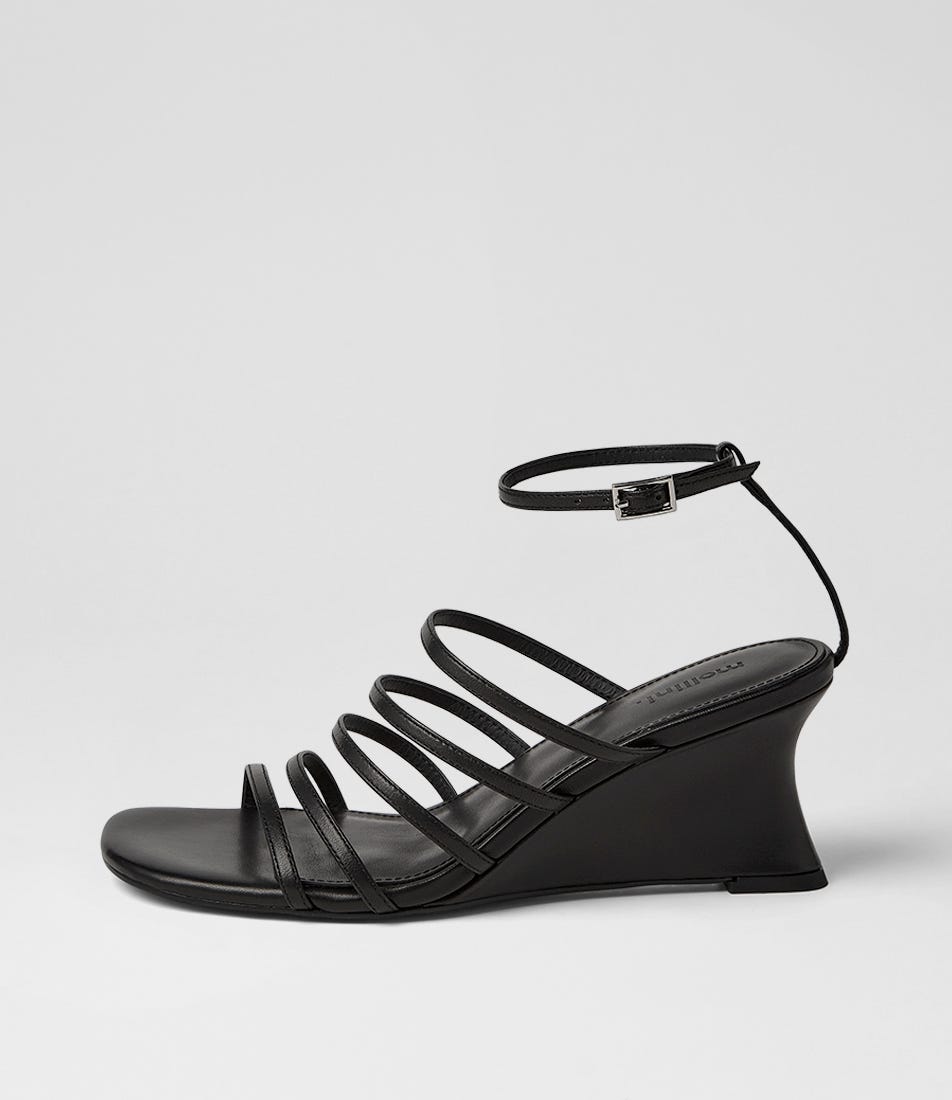 Fayte Black Leather Heeled Sandals
