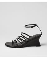 Fayte Black Leather Heeled Sandals