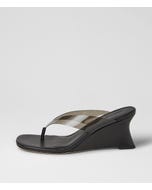 Fixen Black Vinylite Leather Sandals