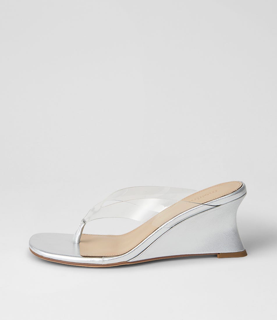 Fixen Clear Silver Vinylite Leather Sandals