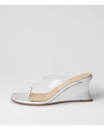 Fixen Clear Silver Vinylite Leather Sandals