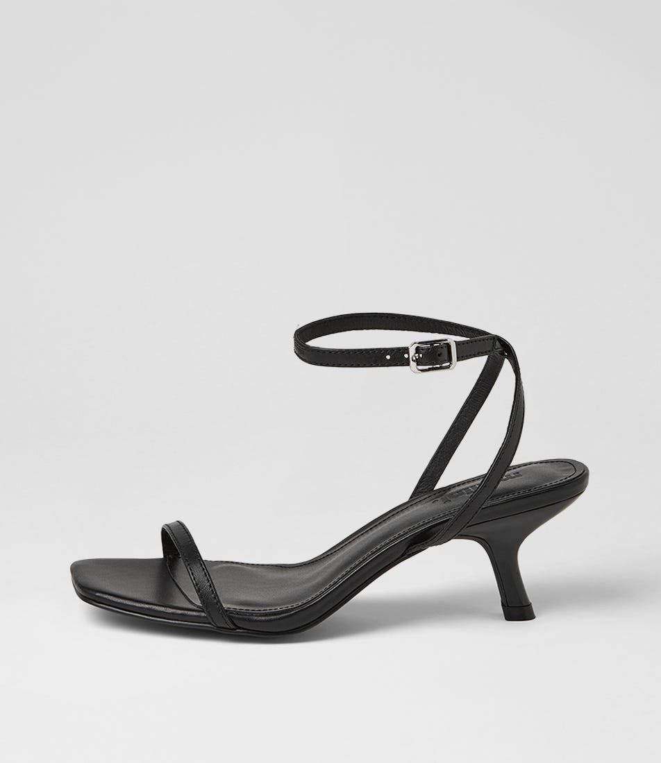 Hazeel Black Leather Sandals