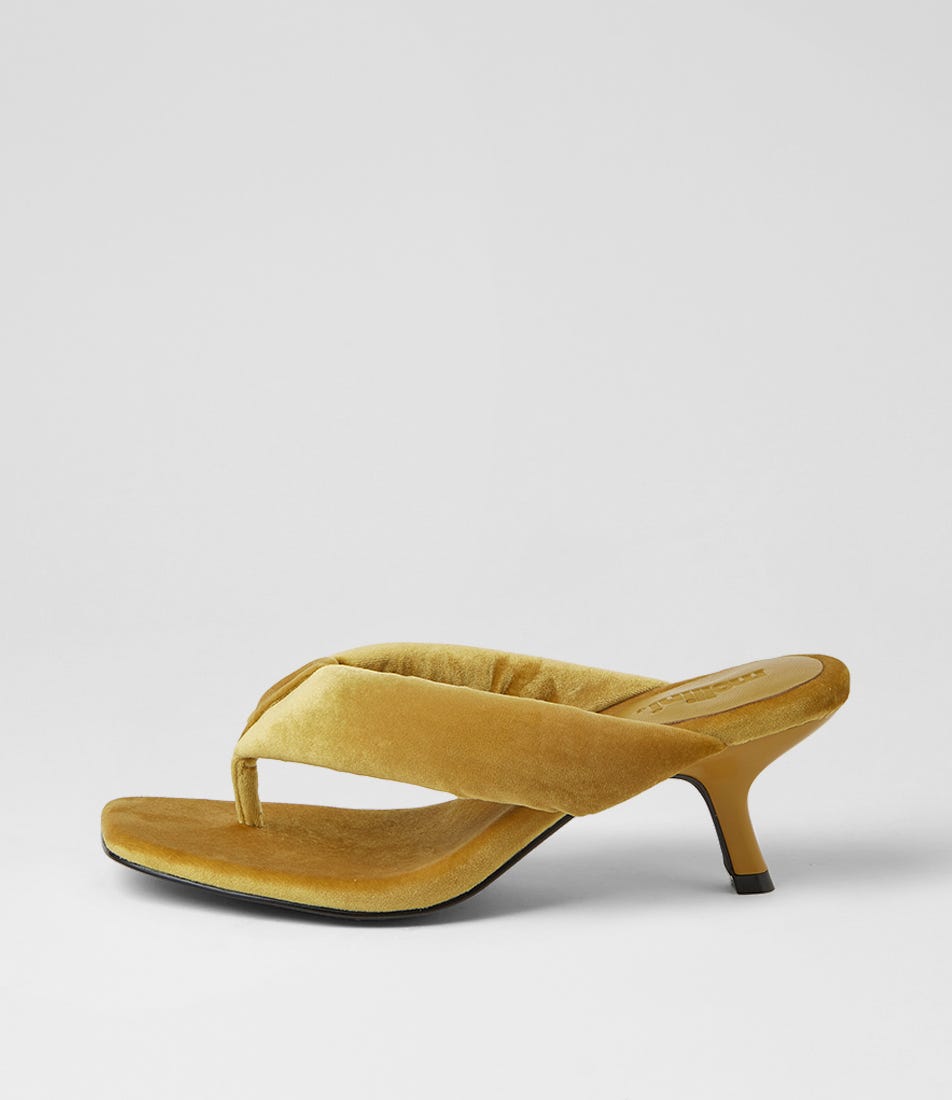 Heedee Chartreuse Velvet Sandals