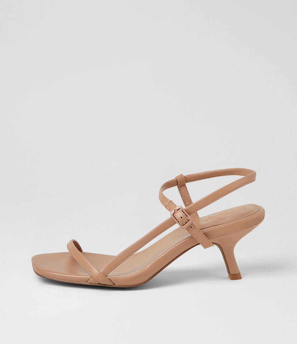 Heressa Dark Nude Leather Heeled Sandals