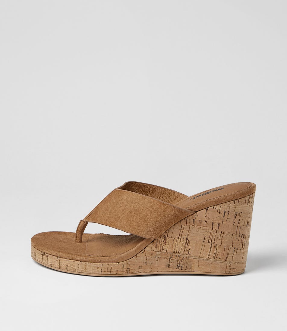 Kontour Tan Cork Suede Sandals