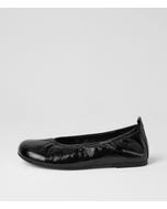 Linni Black Crinkle Patent Ballet Flats
