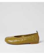 Linni Chartreuse Crinkle Patent Ballet Flats