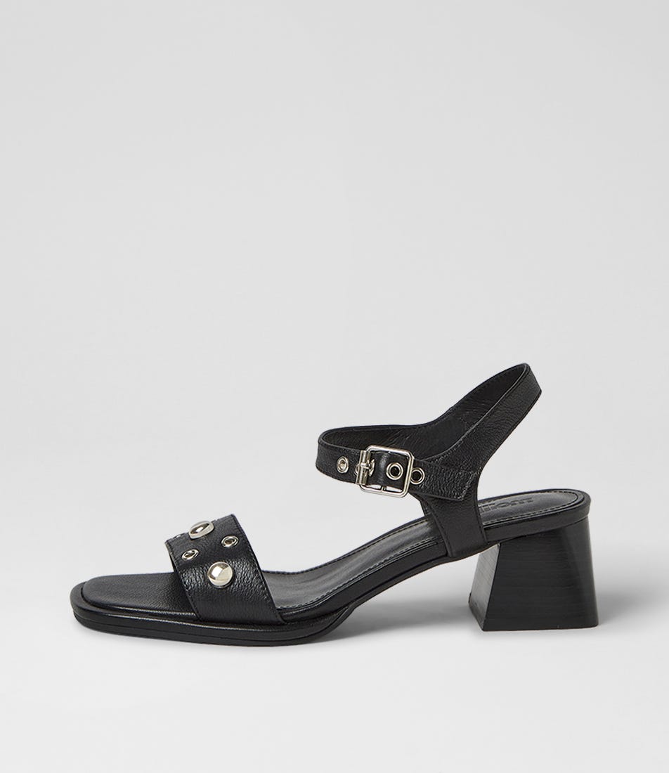Mariell Black Leather Sandals