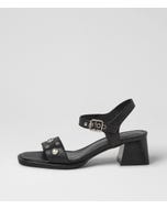Mariell Black Leather Sandals