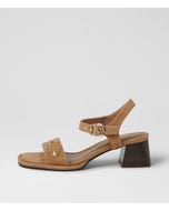 Mariell Tan Dark Brown Heel Suede Sandals