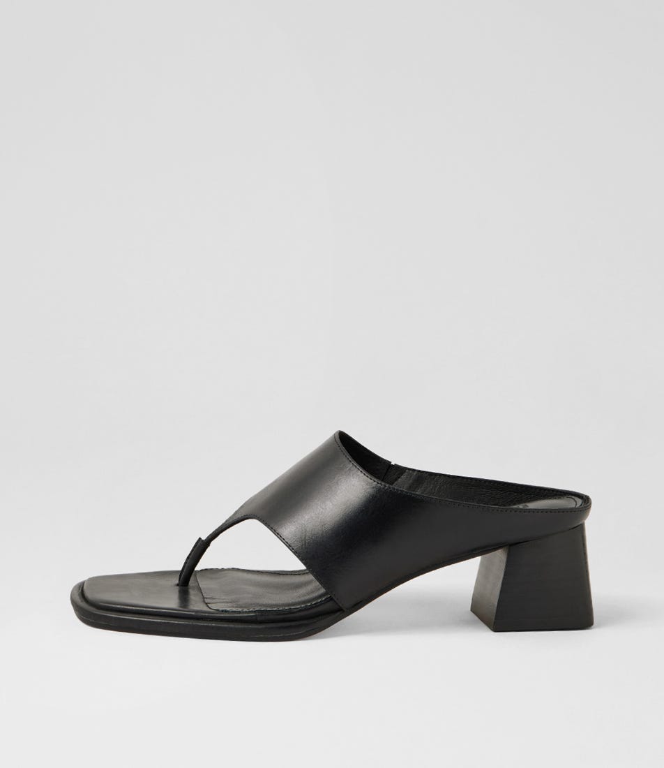 Marte Black Leather Sandals