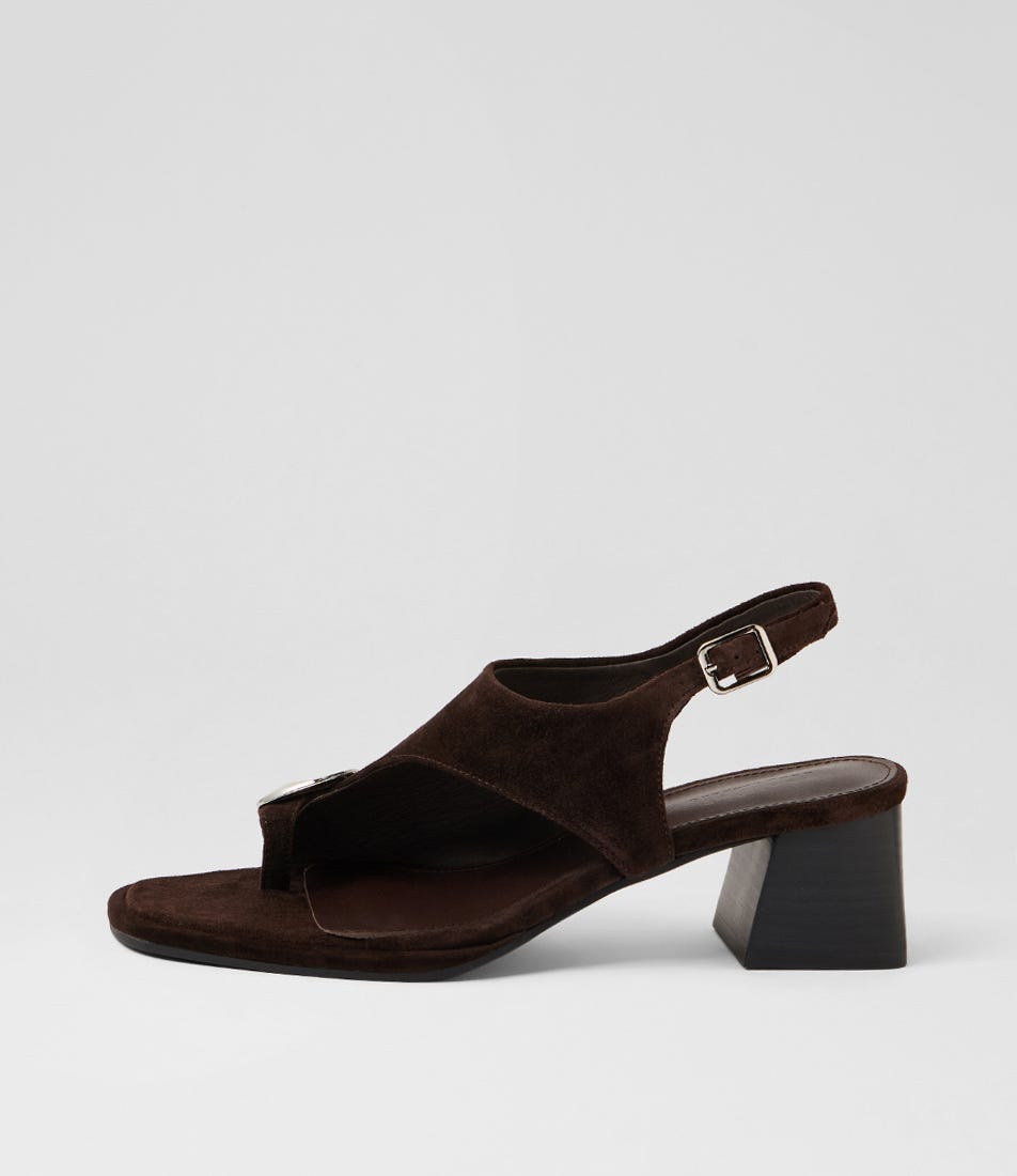 Micaela Choc Black Suede Sandals