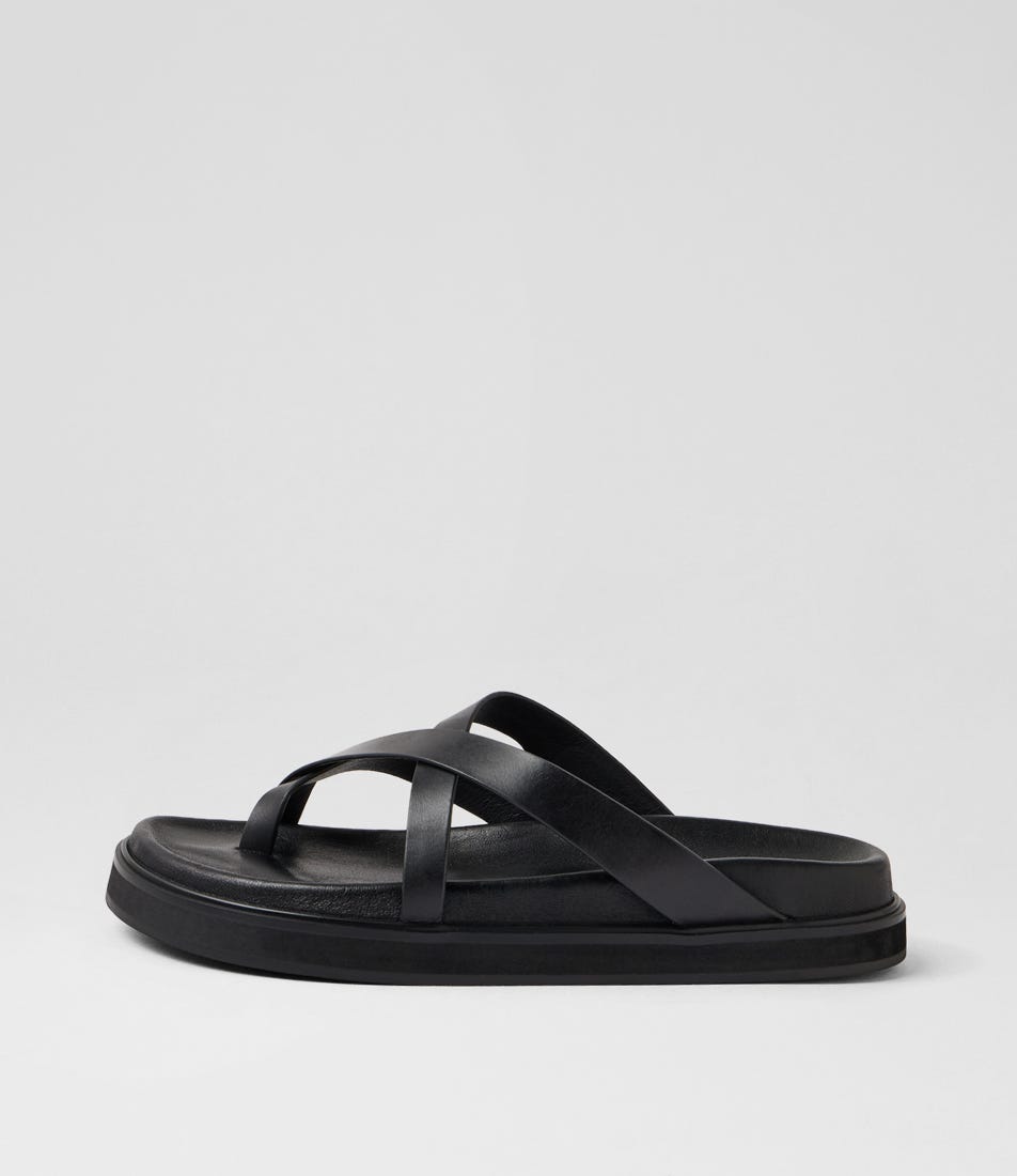 Milie Black Leather Slides
