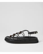 Menday Black Leather Sandals