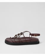 Menday Burgundy Leather Strappy Sandals