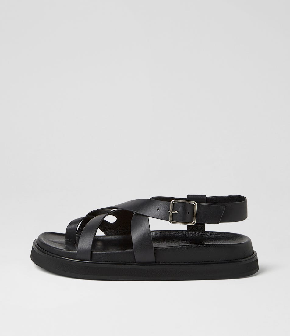 Meyne Black Leather Sandals