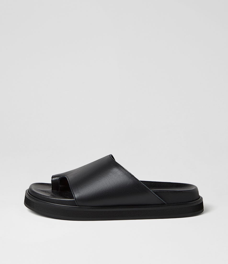 Magsi Black Leather Slides