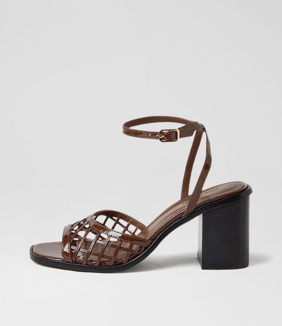 Naede Choc Black Patent Leather Sandals