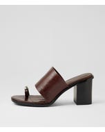 Nari Mahogany Black Crinkle Leather Sandals