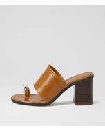 Nari Deep Tan Dark Brown Crinkle Leather Sandals