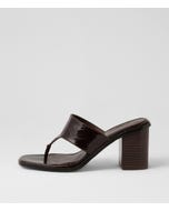 Neomi Choc Dark Brown Crinkle Leather Sandals