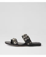 Rixoni Black Leather Slides