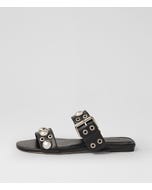 Rixoni Black Leather Slides