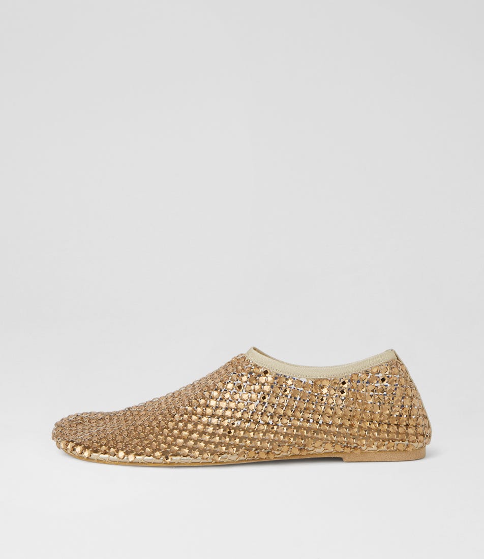 Reffie Gold Gem Mesh Slip Ons