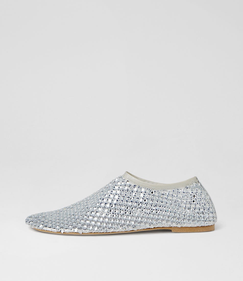 Reffie Silver Gem Mesh Slip Ons
