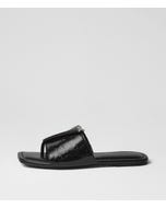 Misam Black Crinkle Leather Slides