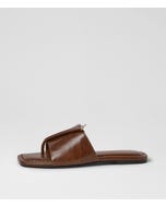 Misam Tan Crinkle Leather Slides